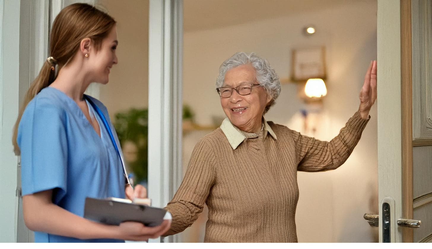 Caregiver assisting senior with compassion